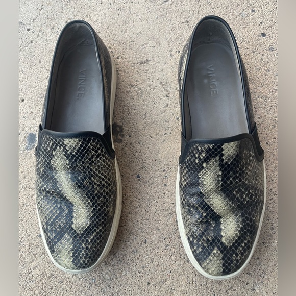 Vince Blair Snakeskin-Embossed Leather Slip-On Sneakers 6.5 - Picture 2 of 7